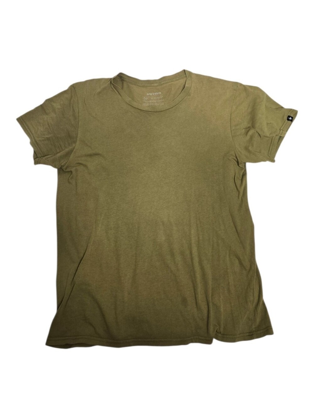 SWENN khaki short sleeve crew neck organic cotton eco tee shirt unisex L